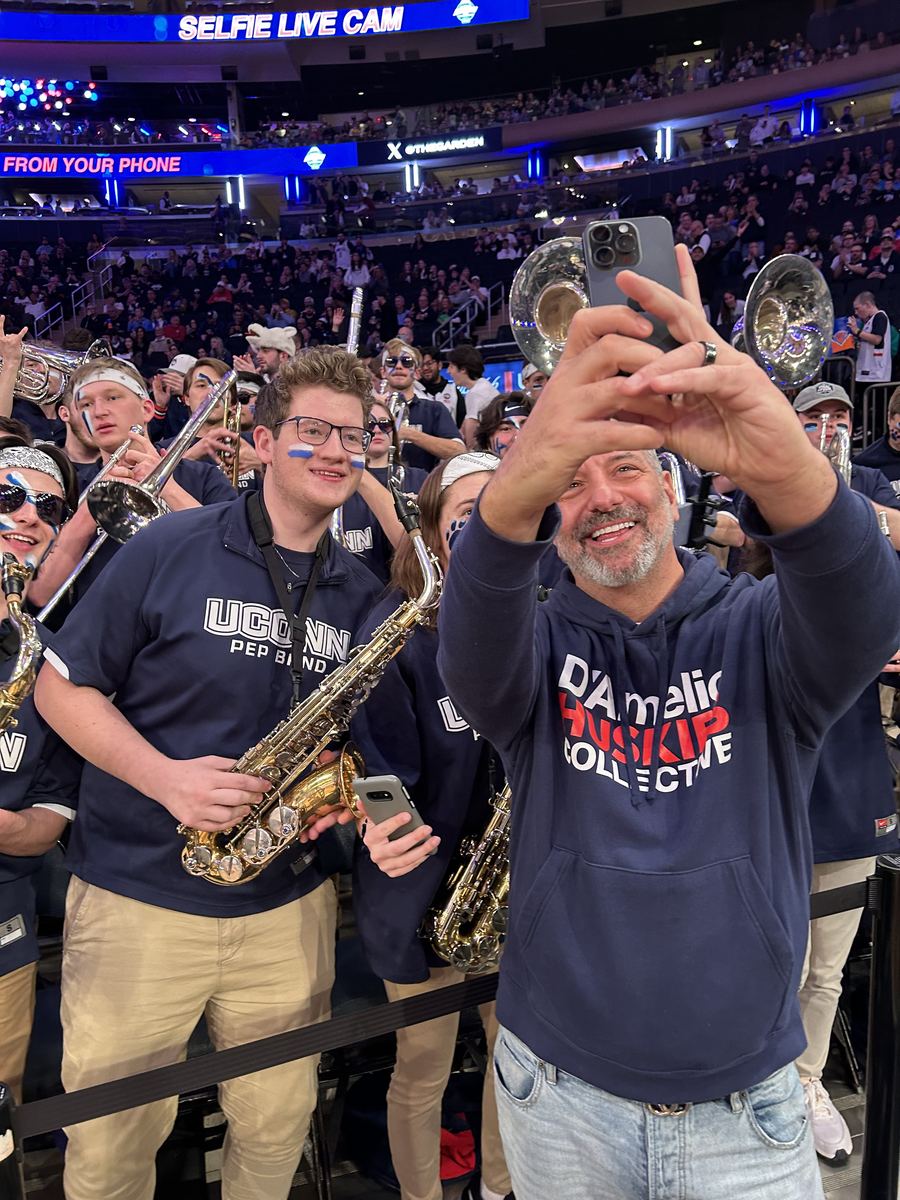 Marc D'Amelio with the UConn Pep Band